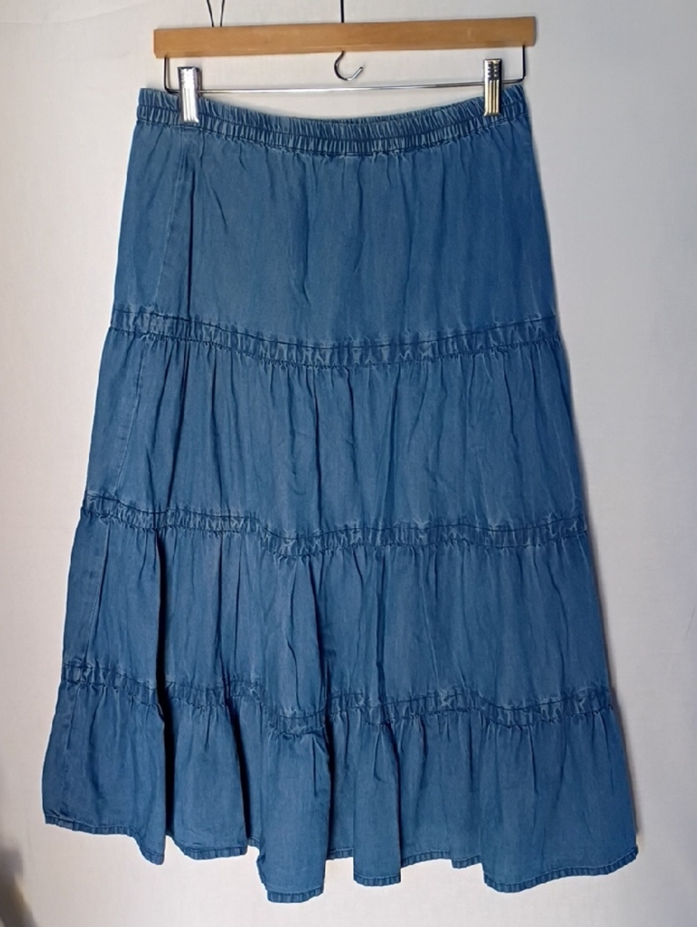 new directions Vintage Women's Blue Tiered Boho Maxi Skirt Size M